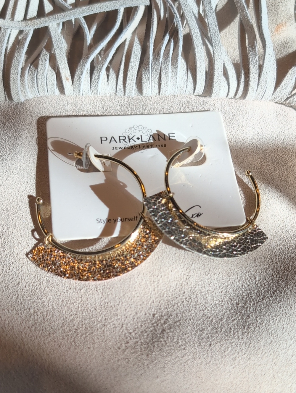 Park Lane Mixed Metal Textured Hoop Earrings - Gold & Silver